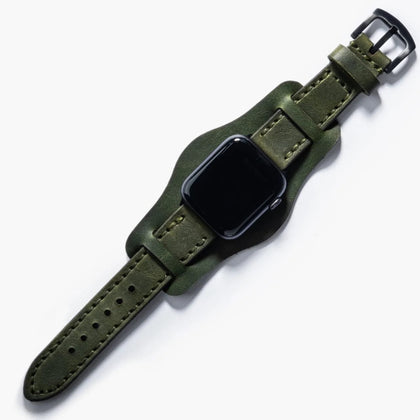 Bund Çift Katlı Apple Watch Deri Kayış - Yeşil
