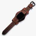 Bund Çift Katlı Apple Watch Deri Kayış - Kızıl Crazy el yapımı hakiki deri - DeryCraft