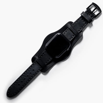 Bund Çift Katlı Apple Watch Deri Kayış - Siyah