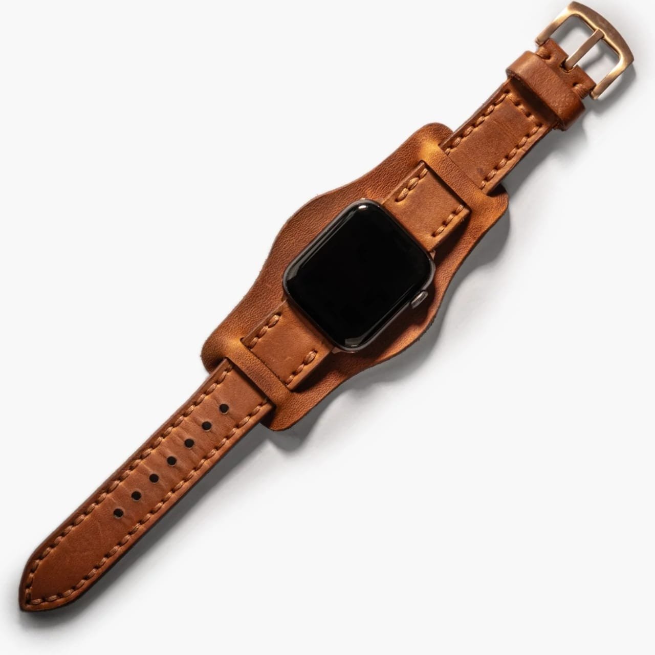Bund Çift Katlı Apple Watch Deri Kayış - Cat el yapımı hakiki deri - DeryCraft