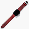 Tek Katlı Deri Apple Watch Kayışı Kırmızı el yapımı hakiki deri - DeryCraft