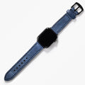 Çift Katlı Deri Apple Watch Kayışı - Mavi el yapımı hakiki deri - DeryCraft
