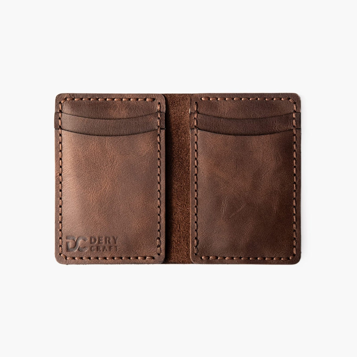 KAHVE Mini Dikey Kartlık (Paragon Mini) el yapımı hakiki deri - DeryCraft