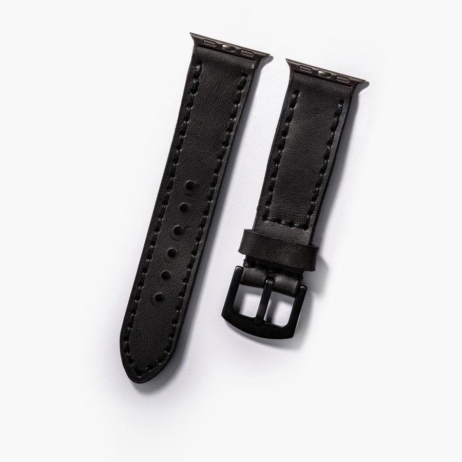 Çift Katlı Deri Apple Watch Kayışı – Antrasit el yapımı hakiki deri - DeryCraft