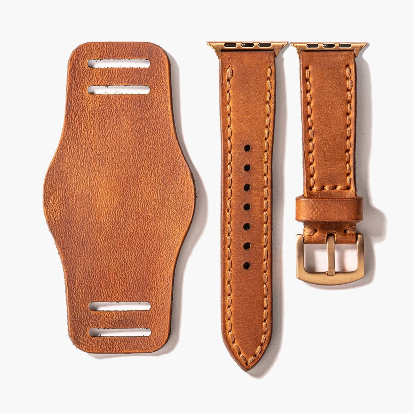 Bund Çift Katlı Apple Watch Deri Kayış - Cat el yapımı hakiki deri - DeryCraft