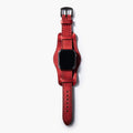 Bund Çift Katlı Apple Watch Deri Kayış - Kırmızı el yapımı hakiki deri - DeryCraft