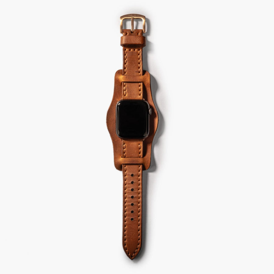Bund Çift Katlı Apple Watch Deri Kayış - Cat el yapımı hakiki deri - DeryCraft