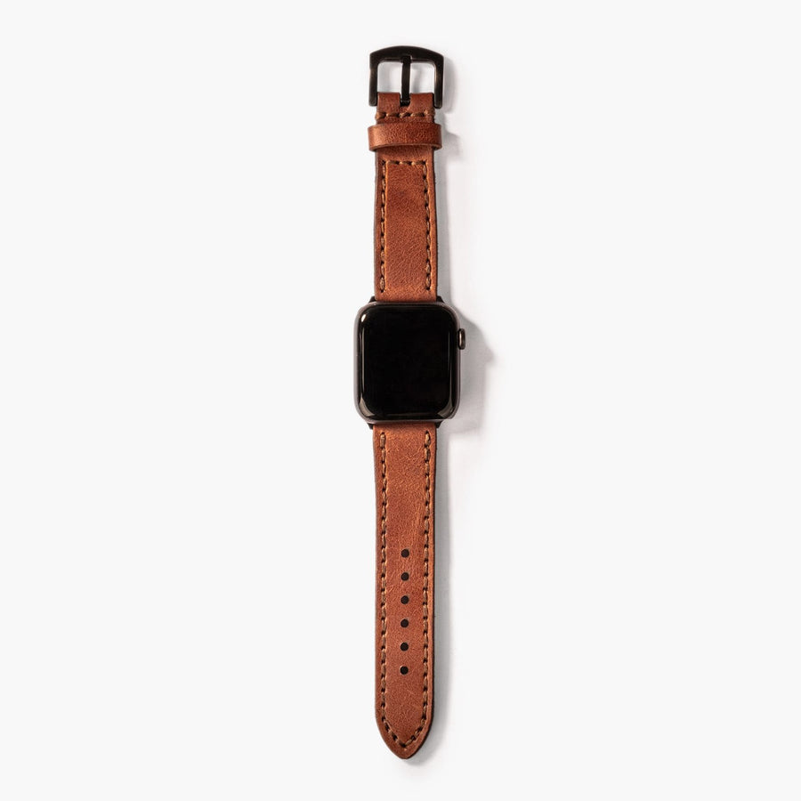 Çift Katlı Deri Apple Watch Kayışı - Taba el yapımı hakiki deri - DeryCraft