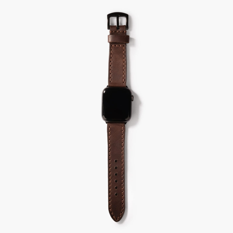Çift Katlı Deri Apple Watch Kayışı - Acı Kahve el yapımı hakiki deri - DeryCraft