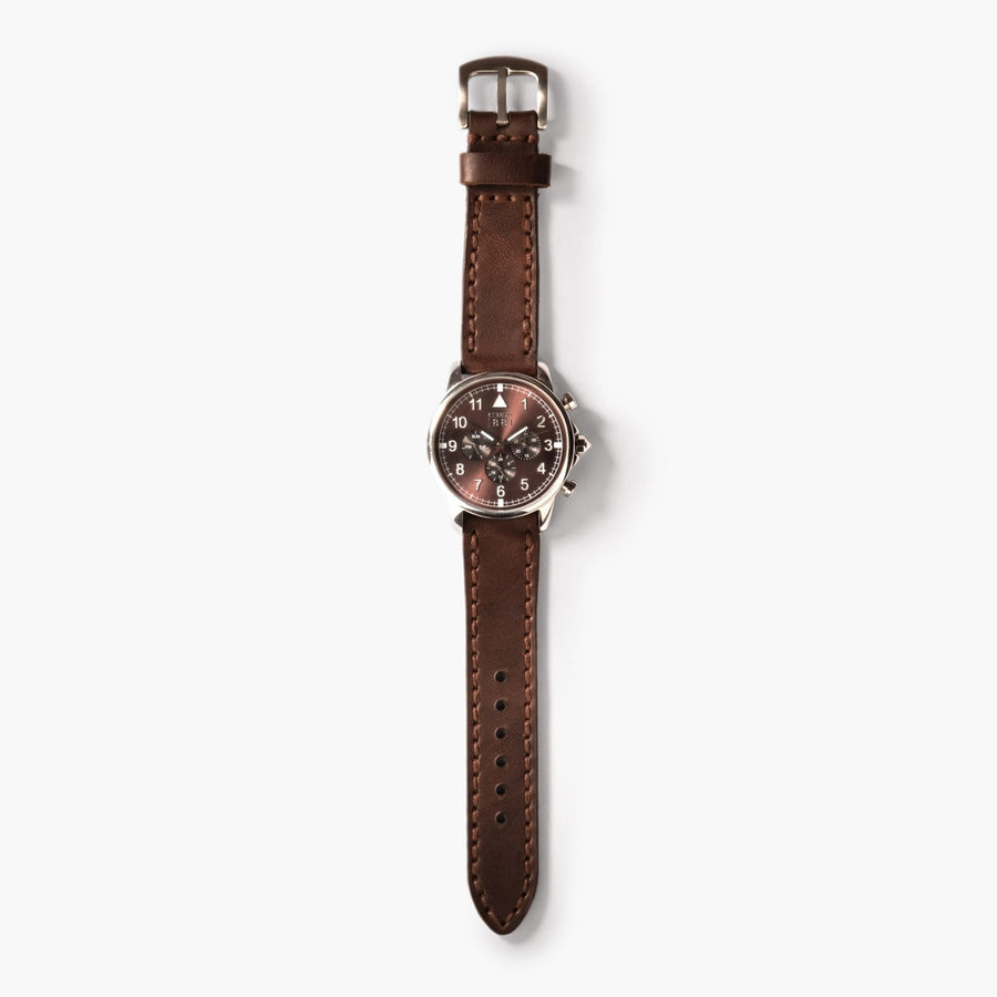 Çift Katlı Deri Saat Kayışı - Acı Kahve el yapımı hakiki deri - DeryCraft