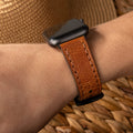 Çift Katlı Deri Apple Watch Kayışı - Camel el yapımı hakiki deri - DeryCraft