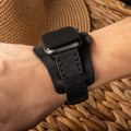 Bund Çift Katlı Apple Watch Deri Kayış - Siyah el yapımı hakiki deri - DeryCraft