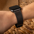 Çift Katlı Deri Apple Watch Kayışı – Antrasit el yapımı hakiki deri - DeryCraft