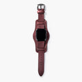 Bund Tek Katlı Apple Watch Deri Kayış - Mürdüm el yapımı hakiki deri - DeryCraft