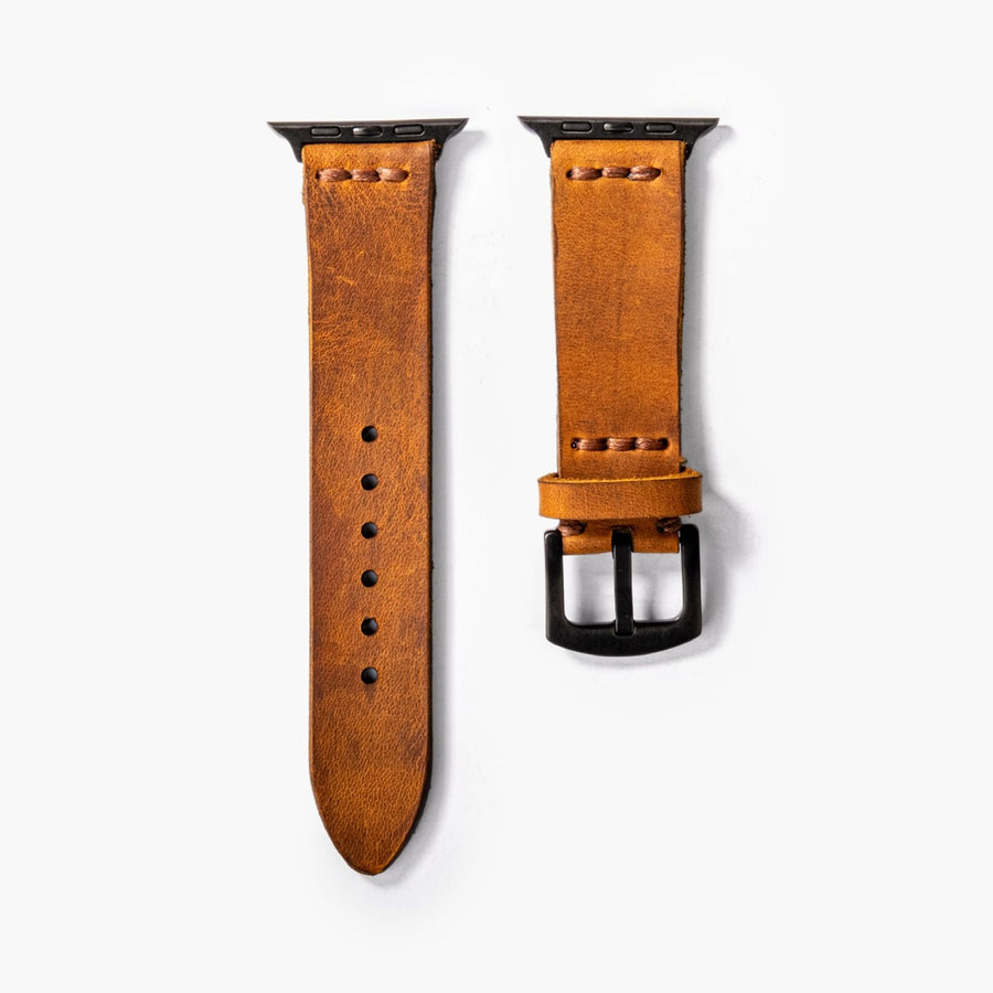 Tek Katlı Deri Apple Watch Kayışı - Cat el yapımı hakiki deri - DeryCraft