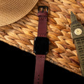 Tek Katlı Deri Apple Watch Kayışı - Mürdüm el yapımı hakiki deri - DeryCraft