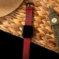 Tek Katlı Deri Apple Watch Kayışı Kırmızı el yapımı hakiki deri - DeryCraft