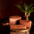TABA Dopp Kit Deri Makyaj Çantası (Lotus) el yapımı hakiki deri - DeryCraft