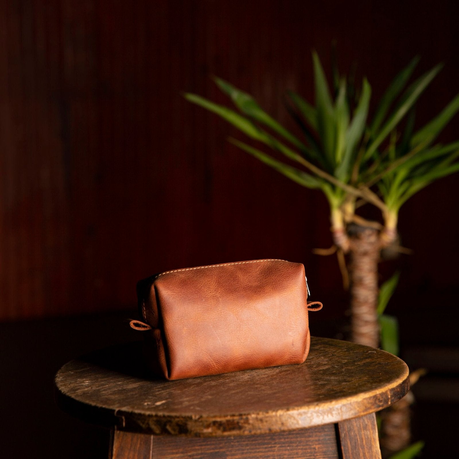 TABA Dopp Kit Deri Makyaj Çantası (Lotus) el yapımı hakiki deri - DeryCraft